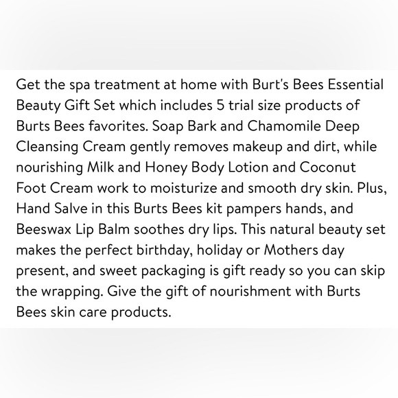 BNIB BURT’S BEES 5 PIECE ESSENTIAL KIT - Picture 7 of 14